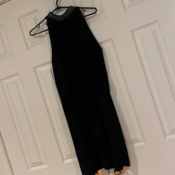 White House Black Market black Elastane beaded highneck Halter Mini dr… - Picture 3 of 11